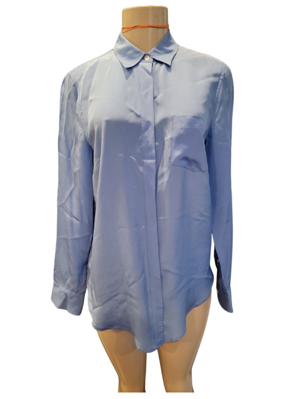 J.Crew 100% Silk Long Sleeve Button Down Women's Shirt w Chest Pocket
